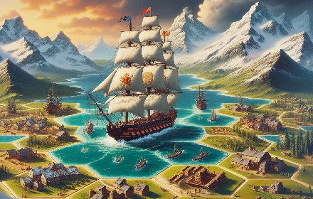 Hex world of Napoleon with frigate approaching land